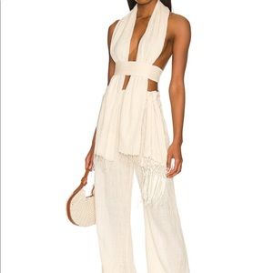NWT Savannah Morrow Vea Silk Wide Leg Pants in Cream Size Small